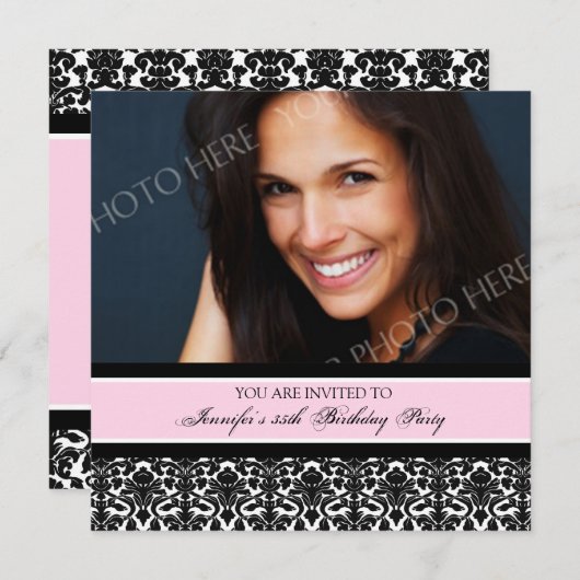 ピンクフォト35thバースデーパーティ招待状 招待状 (正面/裏面)