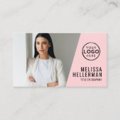 ピンクフォトQRコード会社あなたのロゴ 名刺 (正面)