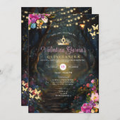 ピンクフォレストキンセアニラ15アノスフラワーズ金ゴールド 招待状 (正面/裏面)