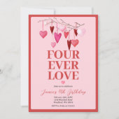 ピンクフォーエバー愛されたバレンタイン誕生日バルーン 招待状 (正面)
