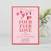 ピンクフォーエバー愛されたバレンタイン誕生日バルーン 招待状 (スタンド正面)