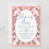 ピンクフォークアートホップオンオーバーイースターブランチ 招待状 (正面)