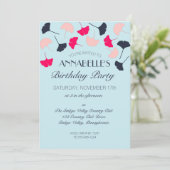 ピンクフォーマルとブルーの銀杏葉生誕祭会 招待状 (スタンド正面)