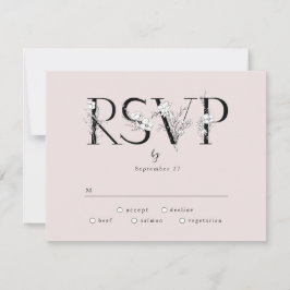 ピンクフォーマルフローラ文字結婚式RSVP応答 出欠カード