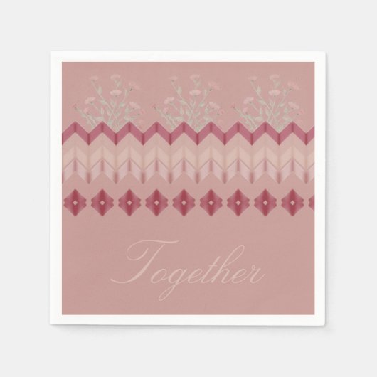 ピンクフォーマルブルゴーニュとフローラ スタンダードカクテルナプキン (正面)