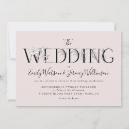 ピンクフォーマルムスクフローラ文字結婚式招待状 招待状