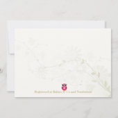 ピンクフクロウと花飾りの女の子ベビーシャワー招待状 招待状 (裏面)