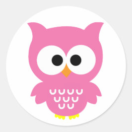 ピンクフクロウのステッカー！ ラウンドシール
