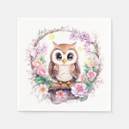 ピンクフクロウアドベンチャーベビーガールシャワー スタンダードカクテルナプキン