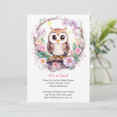ピンクフクロウアドベンチャーベビーガールシャワー 招待状 (スタンド正面)