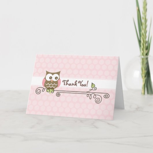 ピンクフクロウサンキューカード サンキューカード (正面)