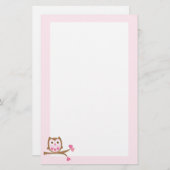 ピンクフクロウバレンタインデー 便箋 (正面/裏面)