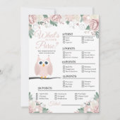 ピンクフクロウフローラあなたの財布ゲームカードに何が 招待状 (正面)