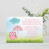 ピンクフクロウベイビースプリンクル招待状 招待状 (スタンド正面)