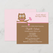 ピンクフクロウベビーシャワー招待状 招待状 (正面/裏面)