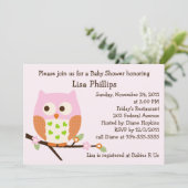 ピンクフクロウベビーシャワー招待状 招待状 (スタンド正面)