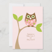 ピンクフクロウベビーシャワー招待状 招待状 (裏面)