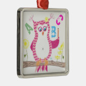 ピンクフクロウ先生プレミアムオーナメント。 メタルオーナメント (右)