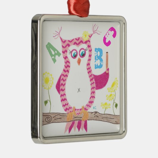 ピンクフクロウ先生プレミアムオーナメント。 メタルオーナメント (右)