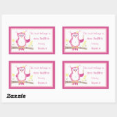 ピンクフクロウ先生ライブラリのシール 長方形シール (シート)