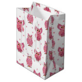 ピンクフクロウ抱き枕 ミディアムペーパーバッグ (正面アングル)