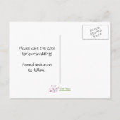 ピンクフクロウ日付を保存 案内ポストカード (裏面)