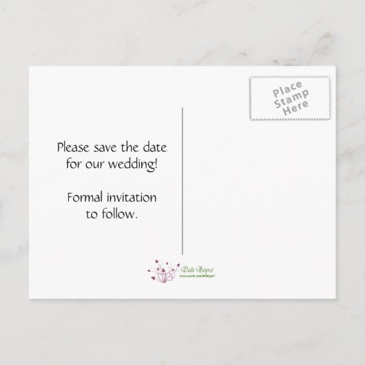 ピンクフクロウ日付を保存 案内ポストカード (裏面)