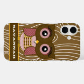 ピンクフクロウ木材Grジグザグパターン色を選択 Case-Mate iPhoneケース (裏面 (横))