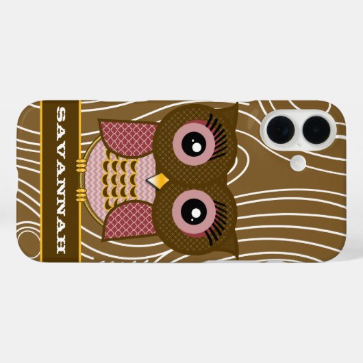 ピンクフクロウ木材Grジグザグパターン色を選択 Case-Mate iPhoneケース (裏面 (横))