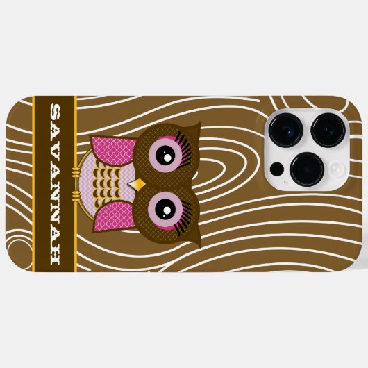 ピンクフクロウ木目ジグザグカラーの選択 Case-Mate iPhoneケース (裏面 (横))