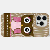 ピンクフクロウ木目ファームハウスカラーの選択 Case-Mate iPhoneケース (裏面 (横))