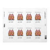 ピンクフクロウ白蔵書票 ラベル (フルシート)