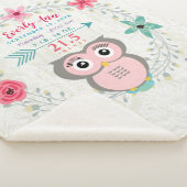 ピンクフクロウ赤ちゃんガール統計ウォーターカラーリース シェルパブランケット (3/4)