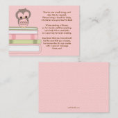 ピンクフクロウ赤ちゃんシャワーブック挿入リクエストカード エンクロージャーカード (正面/裏面)