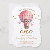 ピンクフクロウ1歳招待状 招待状 (正面)