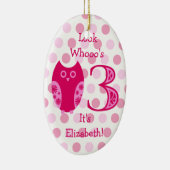 ピンクフクロウ3rdバースデーフォトオーナメント セラミックオーナメント (右)