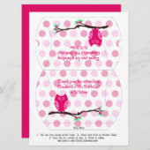 ピンクフクロウ7番誕生日ピローお願い箱 招待状 (正面/裏面)