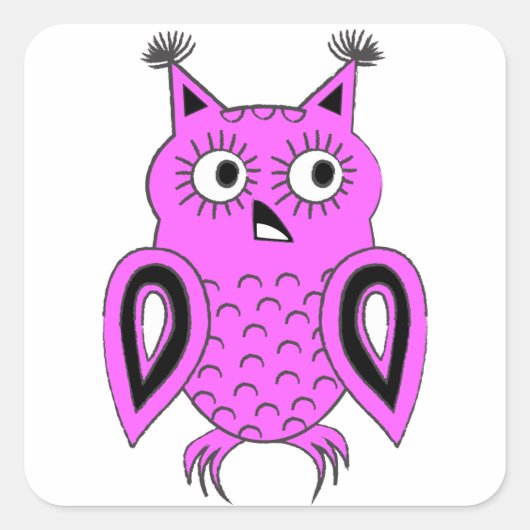 ピンクフクロウ スクエアシール (正面)
