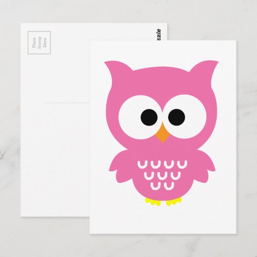 ピンクフクロウ ポストカード (正面/裏面)