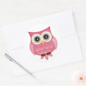ピンクフクロウ ラウンドシール (封筒)