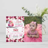 ピンクフクロスイートバレンタインの誕生日写真 招待状 (スタンド正面)