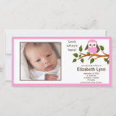 ピンクフクロベビーガール誕生発表 案内状 (正面)