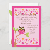 ピンクフクロベビーシャワー招待状ホットピンク 招待状 (正面/裏面)