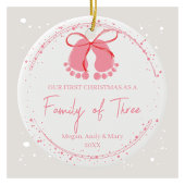 ピンクフットプリントフェスティバル冬のデザインパターン セラミックオーナメント