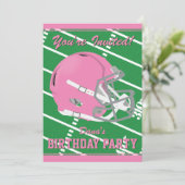 ピンクフットボールをテーマにしたパーティの招待状-編集可能 招待状 (スタンド正面)