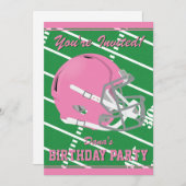 ピンクフットボールをテーマにしたパーティの招待状-編集可能 招待状 (正面/裏面)