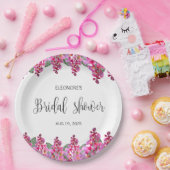 ピンクフューシャ色の藤の花のブライズシャワー ペーパープレート (パーティー)