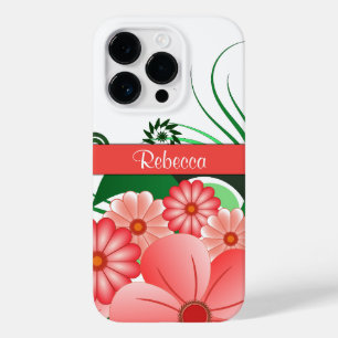ピンクフラかわいらしワーズ名前をカスタムするハイビスカスフローラ Case-Mate iPhone 14 PROケース
