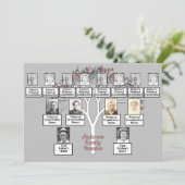 ピンクフラクタルツリー3世代ファミリー懇親会グレー 招待状 (スタンド正面)