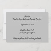 ピンクフラクタルツリー3世代ファミリー懇親会グレー 招待状 (裏面)